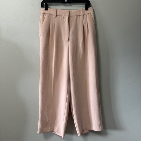 Aritzia Wilfred The Effortless Pant Cropped High Waisted Wide Crepe Pants Sz 8 - Picture 3 of 10